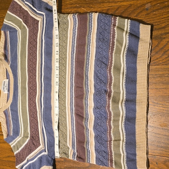 Alfred Dunner Sweater Blue, green and cream striped Short Sleeve Small - Picture 3 of 5